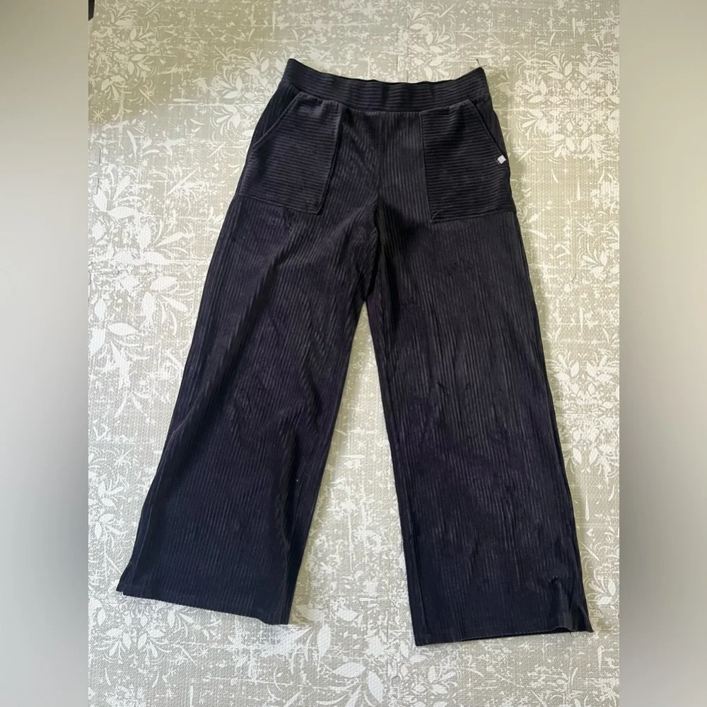 Talbots Black Wide-Leg Corduroy Track Pants - Picture 1 of 5